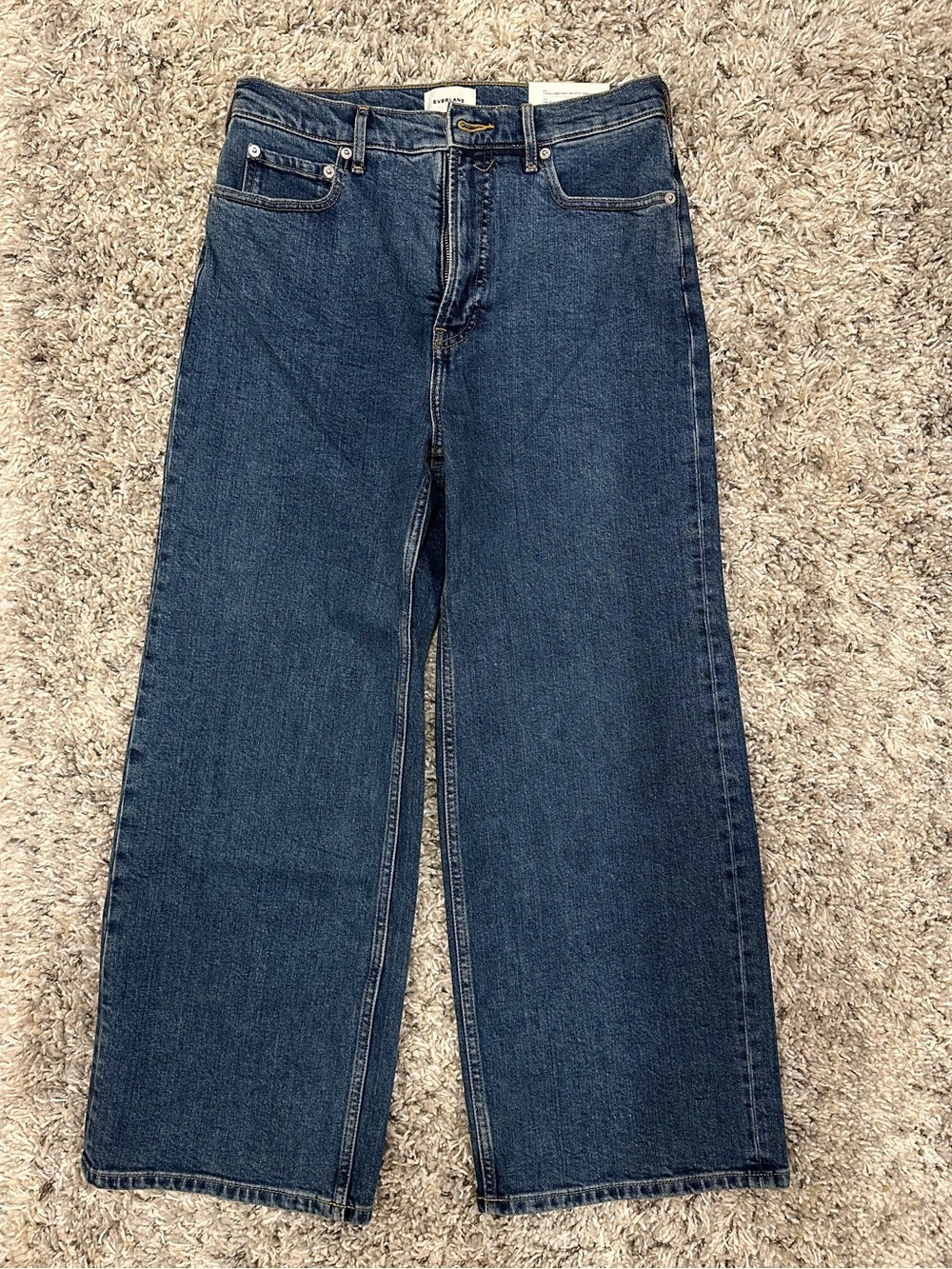 NWT Everlane Way High Sailor jeans, size 28 in deep blue